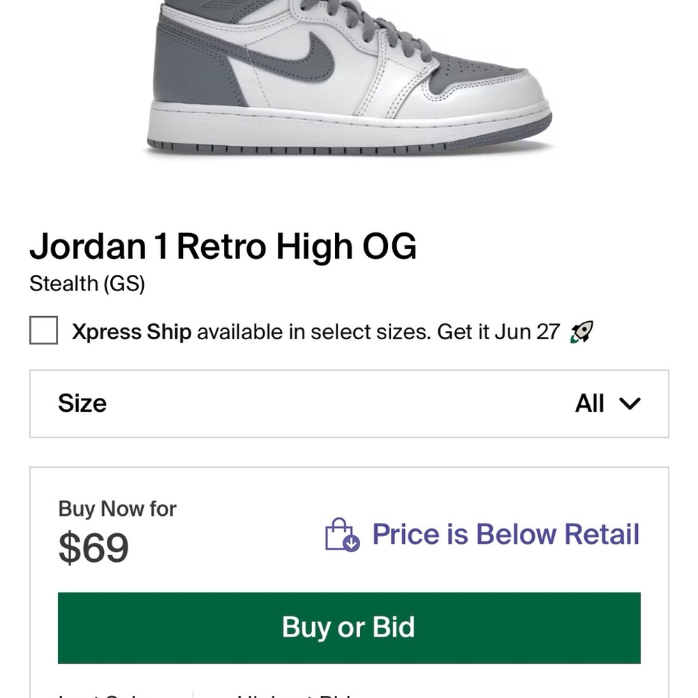 Nike Jordan 1 Retro High OG in Gray and White
